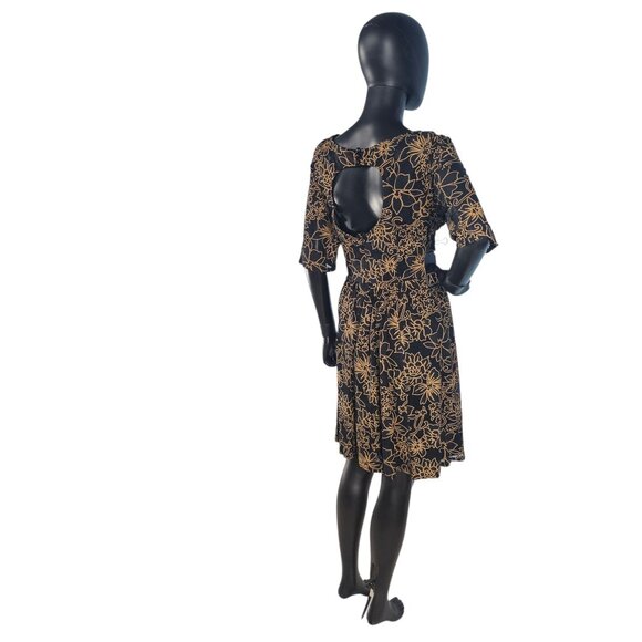 Black and Gold Floral Shimmer Cocktail Dress / Party Dress - Plenty Dresses by T - Picture 8 of 13